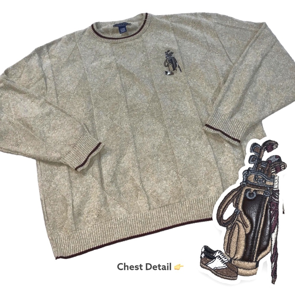 Vintage Golf Sweater 80s Ringer Dadcore Oversized chunky lumpy Sweatshirt 2XL